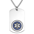 Slimline Blue Medical Emblem Stainless Steel Dog Tag